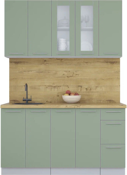 Изображение товара Кухонный гарнитур Интерлиния Мила Пластик 1.5 Б (полынь/полынь/дуб бунратти)