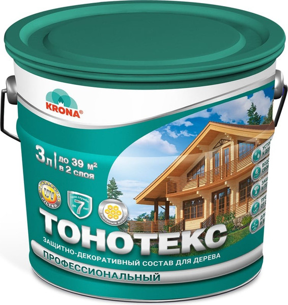 Изображение товара Защитно-декоративный состав KRONA Тонотекс (3л, орех)
