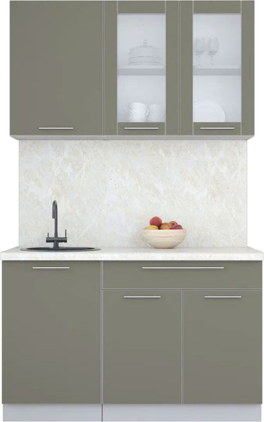 Изображение товара Кухонный гарнитур Интерлиния Мила Пластик 1.3 Б (кварцевый/кварцевый/опал светлый)