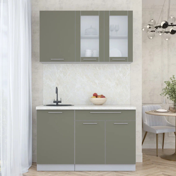 Изображение товара Кухонный гарнитур Интерлиния Мила Пластик 1.3 Б (кварцевый/кварцевый/опал светлый)