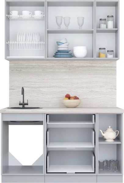 Изображение товара Кухонный гарнитур Интерлиния Мила Пластик 1.3 Б (латте/кварцевый/опал светлый)