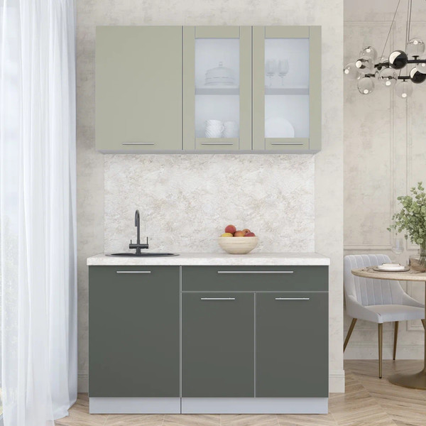 Изображение товара Кухонный гарнитур Интерлиния Мила Пластик 1.3 Б (латте/шторм/опал светлый)