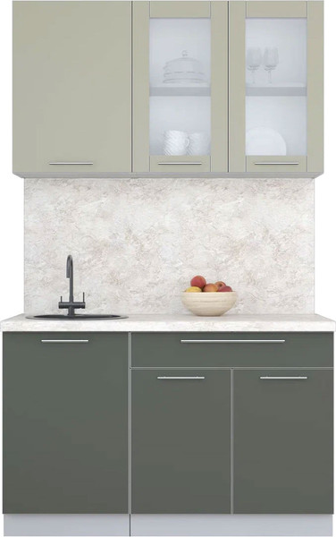 Изображение товара Кухонный гарнитур Интерлиния Мила Пластик 1.3 Б (латте/шторм/опал светлый)