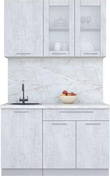 Изображение товара Кухонный гарнитур Интерлиния Мила Пластик 1.3 Б (оксид светлый/оксид светлый/серый каспий)