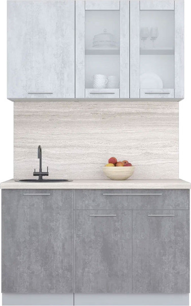 Изображение товара Кухонный гарнитур Интерлиния Мила Пластик 1.3 Б (оксид светлый/оксид темный/травертин серый)