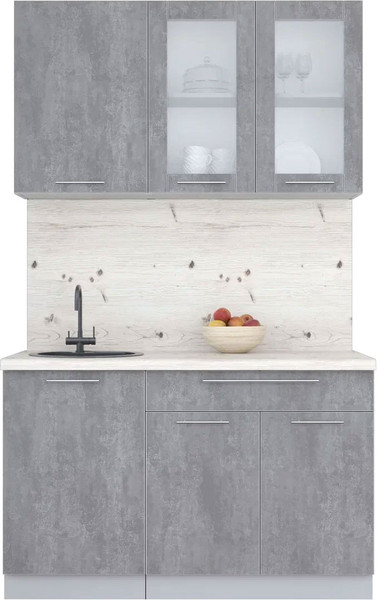 Изображение товара Кухонный гарнитур Интерлиния Мила Пластик 1.3 Б (оксид темный/оксид темный/бискайская сосна)