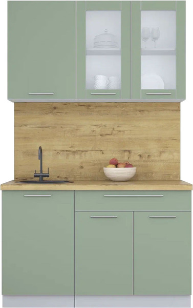 Изображение товара Кухонный гарнитур Интерлиния Мила Пластик 1.3 Б (полынь/полынь/дуб бунратти)
