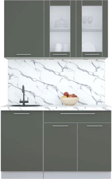 Изображение товара Кухонный гарнитур Интерлиния Мила Пластик 1.3 Б (шторм/шторм/белый гранит)