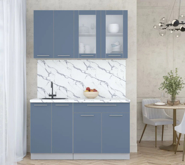 Изображение товара Кухонный гарнитур Интерлиния Мила Пластик 1.4 Б (арктический/арктический/белый гранит)