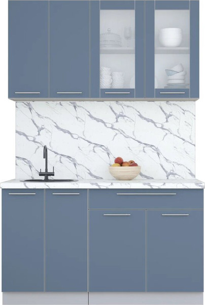 Изображение товара Кухонный гарнитур Интерлиния Мила Пластик 1.4 Б (арктический/арктический/белый гранит)