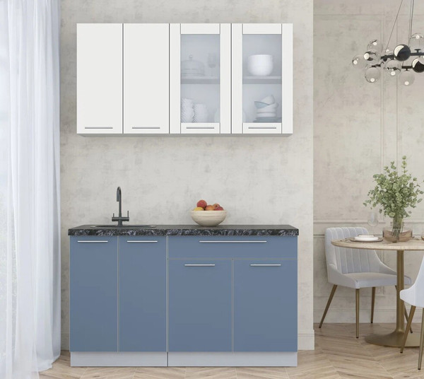 Изображение товара Кухонный гарнитур Интерлиния Мила Пластик 1.4 Б (зефирный/арктический/кастилло темный)