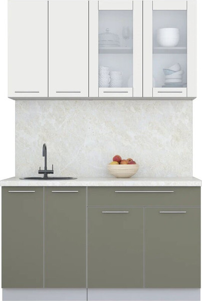 Изображение товара Кухонный гарнитур Интерлиния Мила Пластик 1.4 Б (зефирный/кварцевый/опал светлый)