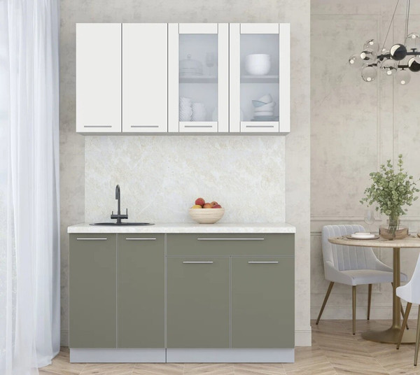 Изображение товара Кухонный гарнитур Интерлиния Мила Пластик 1.4 Б (зефирный/кварцевый/опал светлый)