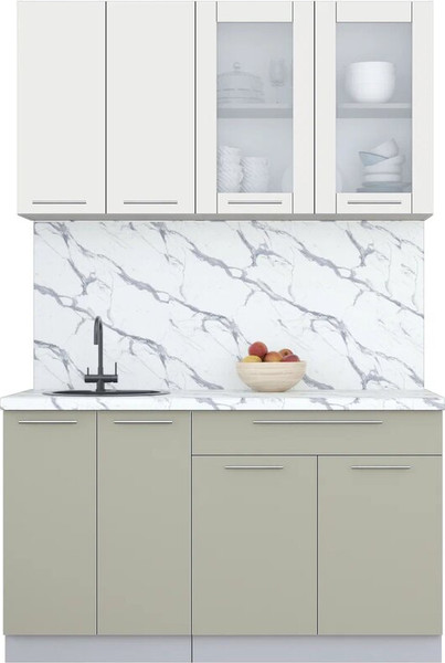 Изображение товара Кухонный гарнитур Интерлиния Мила Пластик 1.4 Б (зефирный/латте/белый гранит)