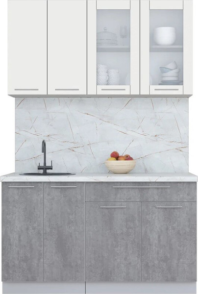 Изображение товара Кухонный гарнитур Интерлиния Мила Пластик 1.4 Б (зефирный/оксид темный/серый каспий)