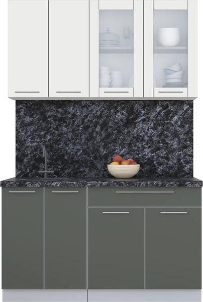 Изображение товара Кухонный гарнитур Интерлиния Мила Пластик 1.4 Б (зефирный/шторм/кастилло темный)