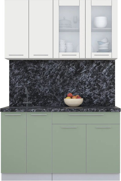 Изображение товара Кухонный гарнитур Интерлиния Мила Пластик 1.4 Б (зефирный/полынь/кастилло темный)