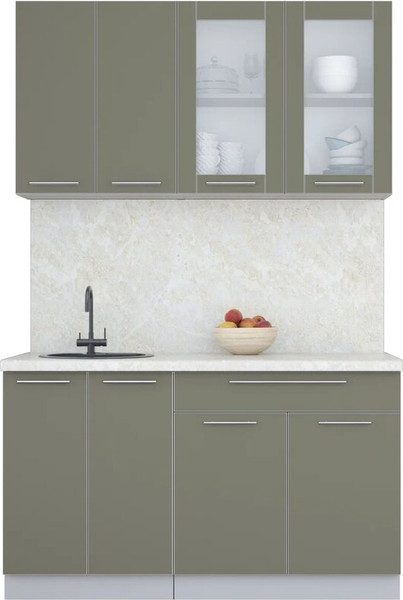 Изображение товара Кухонный гарнитур Интерлиния Мила Пластик 1.4 Б (кварцевый/кварцевый/опал светлый)