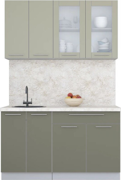 Изображение товара Кухонный гарнитур Интерлиния Мила Пластик 1.4 Б (латте/кварцевый/опал светлый)