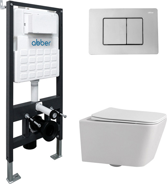 Изображение товара Унитаз подвесной с инсталляцией Abber Rechteck AC1201-AC0105-AC0120 (с кнопкой смыва)