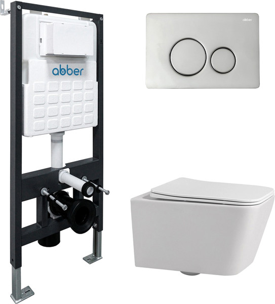 Изображение товара Унитаз подвесной с инсталляцией Abber Rechteck AC1201-AC0105-AC0121 (с кнопкой смыва)
