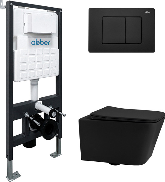 Изображение товара Унитаз подвесной с инсталляцией Abber Rechteck AC1201MB-AC0105-AC0120MB (с кнопкой смыва)