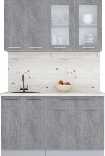 Изображение товара Кухонный гарнитур Интерлиния Мила Пластик 1.4 Б (оксид темный/оксид темный/бискайская сосна)