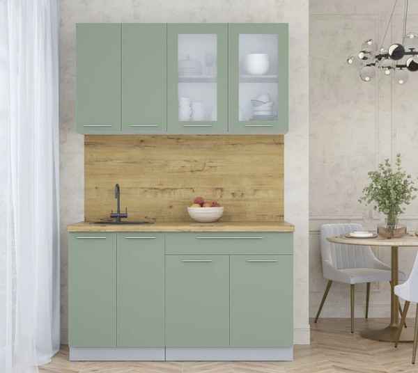 Изображение товара Кухонный гарнитур Интерлиния Мила Пластик 1.4 Б (полынь/полынь/дуб бунратти)