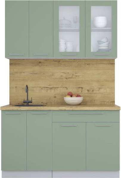 Изображение товара Кухонный гарнитур Интерлиния Мила Пластик 1.4 Б (полынь/полынь/дуб бунратти)