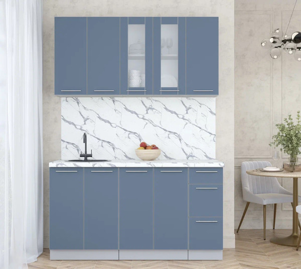 Изображение товара Кухонный гарнитур Интерлиния Мила Пластик 1.5 Б (арктический/арктический/белый гранит)