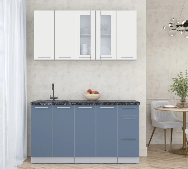 Изображение товара Кухонный гарнитур Интерлиния Мила Пластик 1.5 Б (зефирный/арктический/кастилло темный)