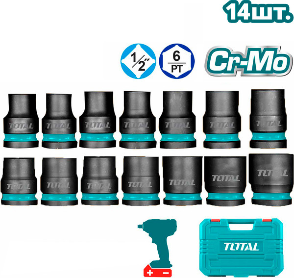 Изображение товара Набор головок слесарных TOTAL THISTD12141 (14шт)