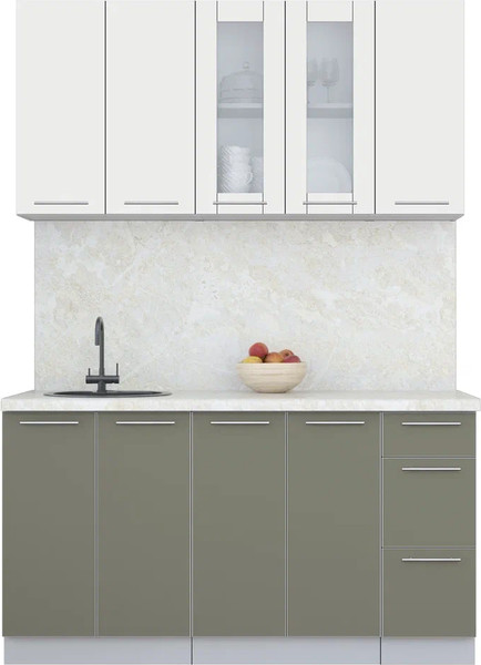 Изображение товара Кухонный гарнитур Интерлиния Мила Пластик 1.5 Б (зефирный/кварцевый/опал светлый)