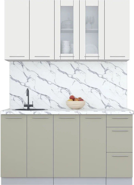 Изображение товара Кухонный гарнитур Интерлиния Мила Пластик 1.5 Б (зефирный/латте/белый гранит)