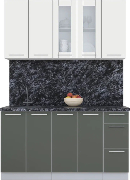 Изображение товара Кухонный гарнитур Интерлиния Мила Пластик 1.5 Б (зефирный/шторм/кастилло темный)