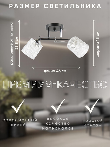 Изображение товара Потолочный светильник Aitin-Pro НПБ 02-2x40-101 / 6200/2A (черный/хром)