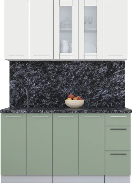 Изображение товара Кухонный гарнитур Интерлиния Мила Пластик 1.5 Б (зефирный/полынь/кастилло темный)