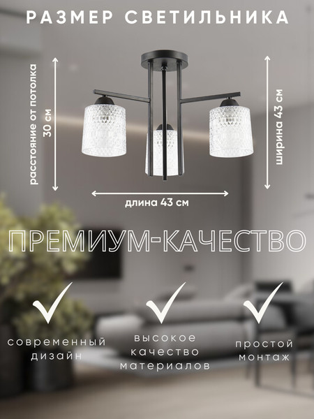 Изображение товара Люстра Aitin-Pro НПБ 02-3x40-101 / 6245/3 (черный)