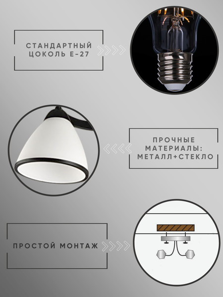 Изображение товара Люстра Aitin-Pro НПБ 02-3x60-101 / 7600/3 (черный)