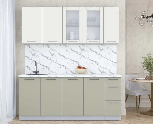 Изображение товара Кухонный гарнитур Интерлиния Мила Пластик 1.9 Б (зефирный/латте/белый гранит)