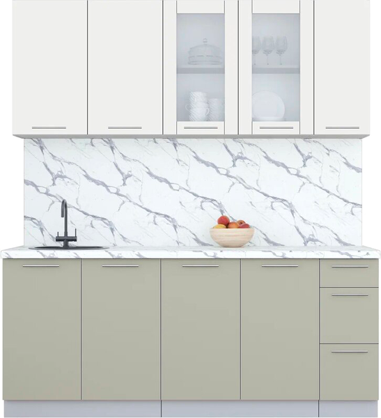 Изображение товара Кухонный гарнитур Интерлиния Мила Пластик 1.9 Б (зефирный/латте/белый гранит)