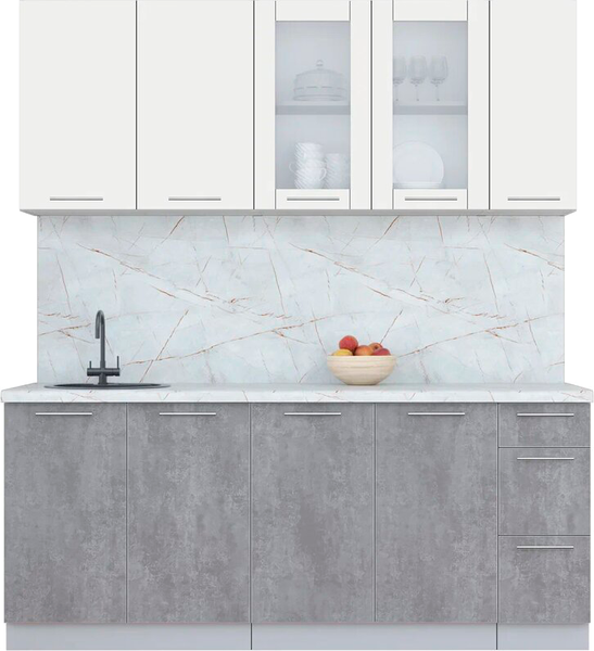 Изображение товара Кухонный гарнитур Интерлиния Мила Пластик 1.9 Б (зефирный/оксид темный/серый каспий)