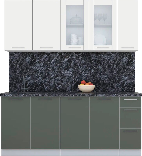 Изображение товара Кухонный гарнитур Интерлиния Мила Пластик 1.9 Б (зефирный/шторм/кастилло темный)