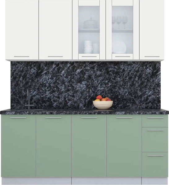 Изображение товара Кухонный гарнитур Интерлиния Мила Пластик 1.9 Б (зефирный/полынь/кастилло темный)