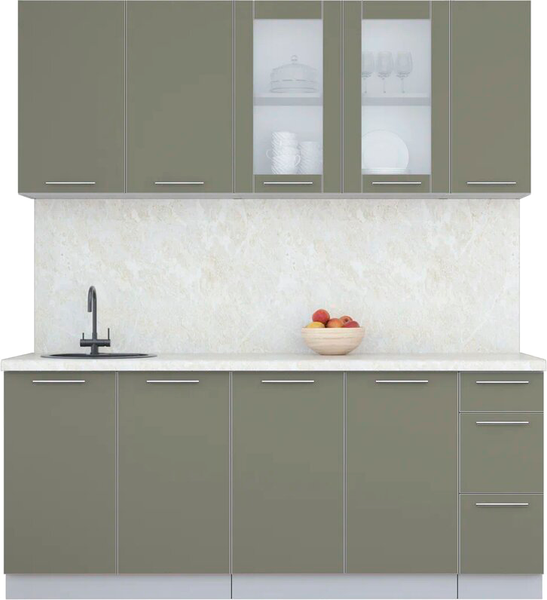 Изображение товара Кухонный гарнитур Интерлиния Мила Пластик 1.9 Б (кварцевый/кварцевый/опал светлый)