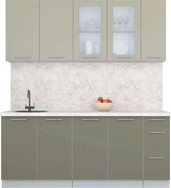 Изображение товара Кухонный гарнитур Интерлиния Мила Пластик 1.9 Б (латте/кварцевый/опал светлый)