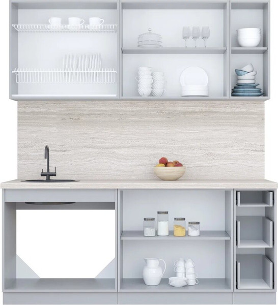 Изображение товара Кухонный гарнитур Интерлиния Мила Пластик 1.9 Б (латте/кварцевый/опал светлый)