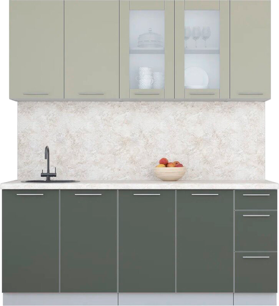 Изображение товара Кухонный гарнитур Интерлиния Мила Пластик 1.9 Б (латте/шторм/опал светлый)