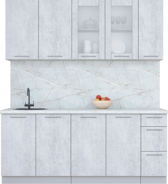 Изображение товара Кухонный гарнитур Интерлиния Мила Пластик 1.9 Б (оксид светлый/оксид светлый/серый каспий)