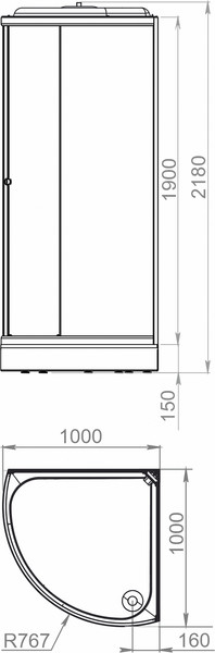 Изображение товара Душевая кабина Domani-Spa Simple 100x100 / DS01Sm110LGrT00.Gt-V1.2-Black
